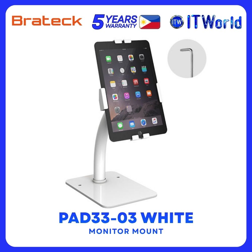 Brateck PAD33-03 Universal Anti-Theft Tablet Countertop Kiosk Secure Flexible for Public Use - White