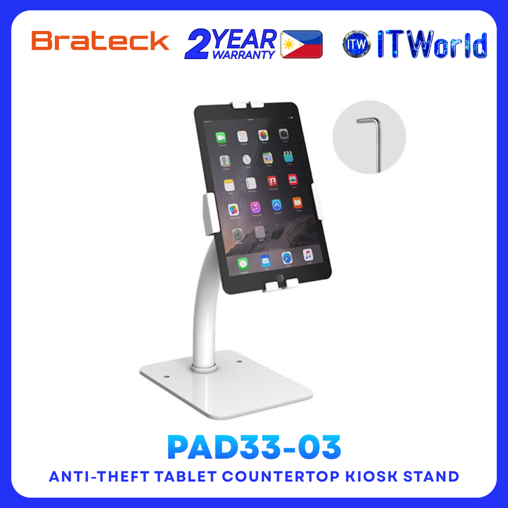 Brateck PAD33 Anti-Theft 7.9–11" Tablet Countertop Kiosk Stand – White itw