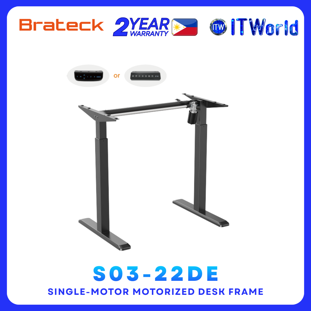Brateck S03-22DE – 80kg Capacity Adjustable Electric Sit-Stand Desk Frame itw