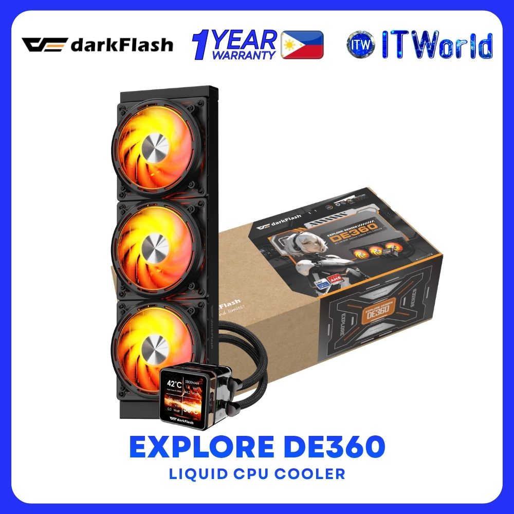 darkFlash Explore DE360 360mm High-Performanc Fan with Low Noise Liquid CPU Cooler - Black