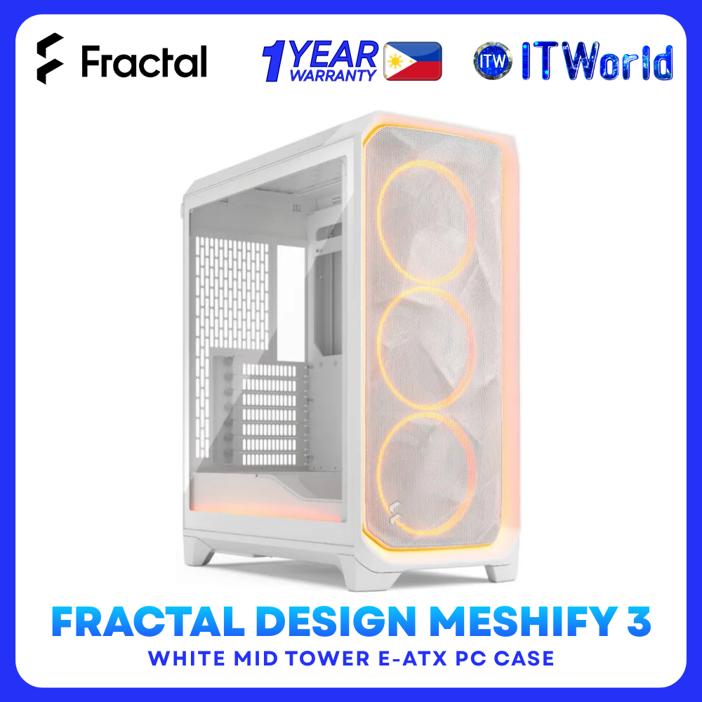Fractal Design Meshify 3 Ambience Pro White Mid Tower E-ATX PC Case itw