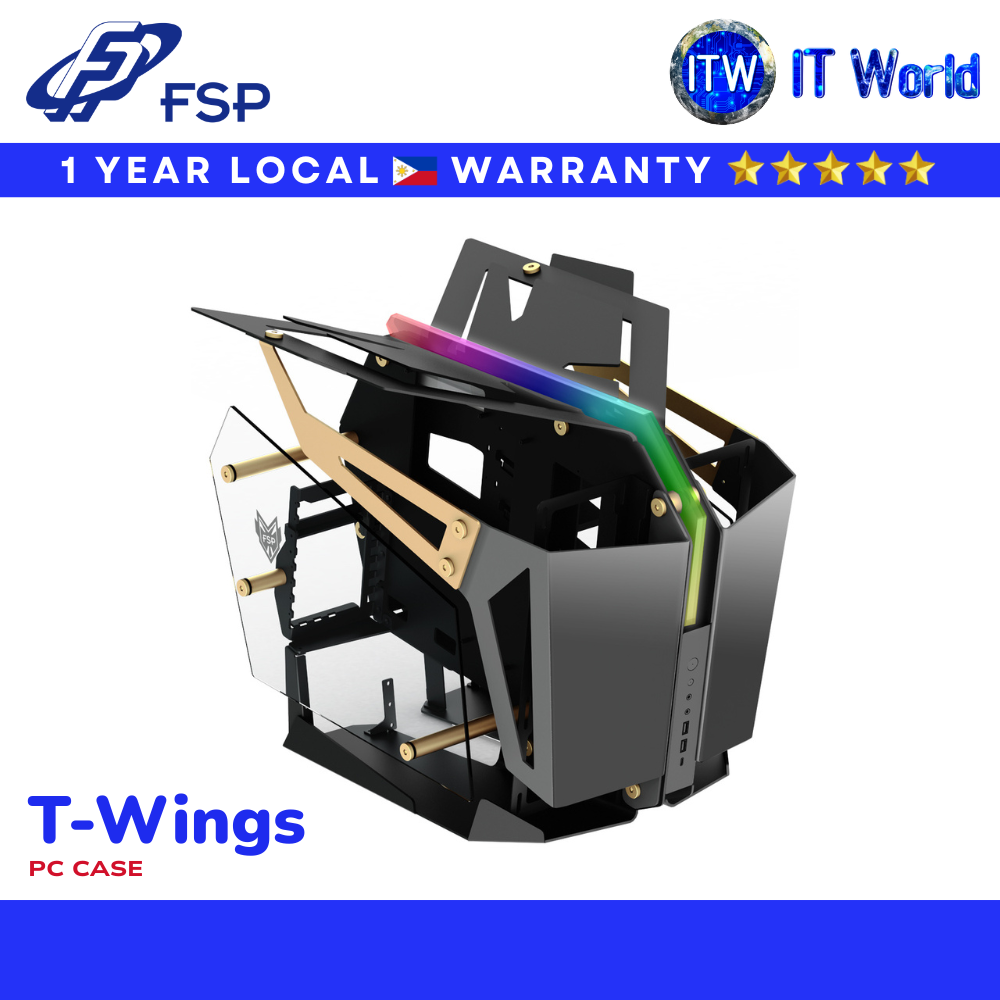 FSP T- Wings Open Frame Gaming PC Case E-ATX/ATX/Micro ATX/ITX / Dual-System / Tempered Glass | itw