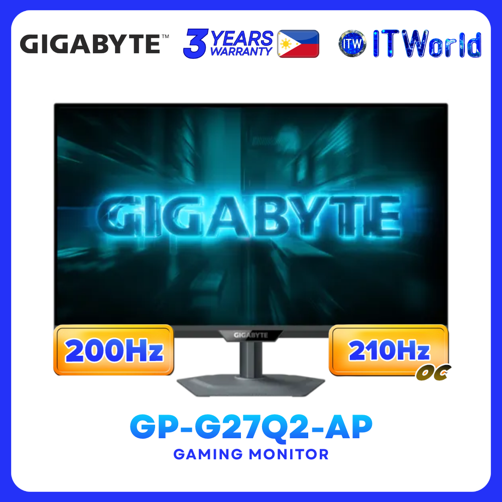Gigabyte GP-G27Q2-AP 27” 2560 x 1440 QHD SS IPS 200Hz/OC 210Hz HDR10 Gaming Monitor
