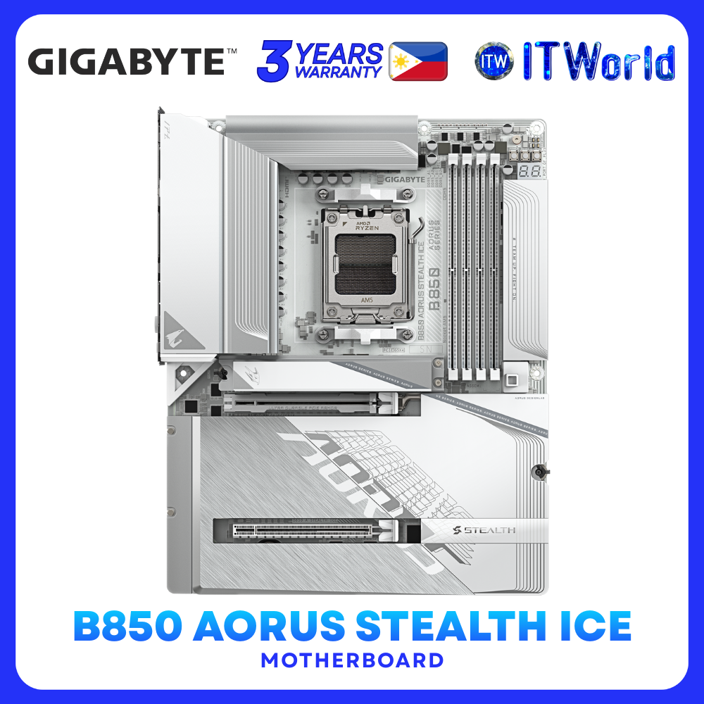 GIGABYTE B850 AORUS STEALTH ICE AM5 DDR5 PCIe 5.0 WiFi 7 ATX Motherboard