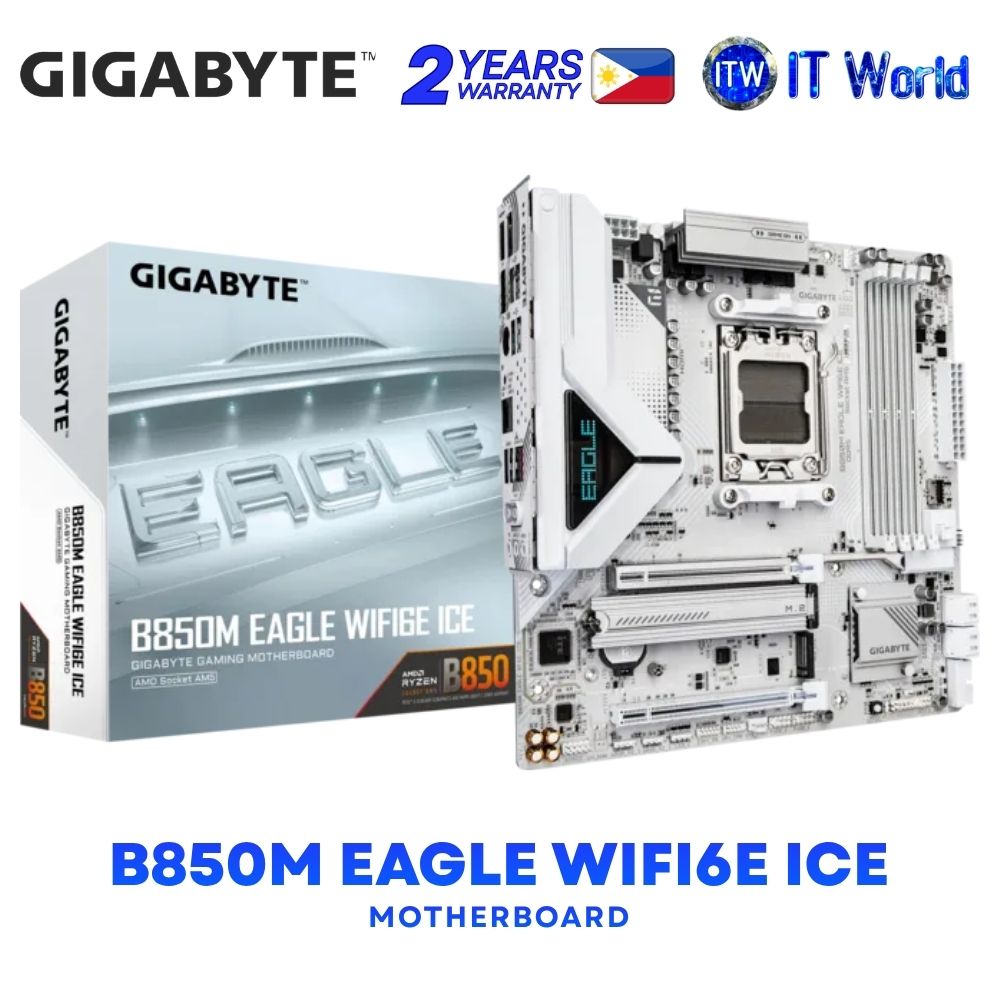 Gigabyte B850M Eagle Wifi6E Ice micro-ATX AM5 DDR5 Motherboard GA-B850M-EAGLE-WF6E-ICE