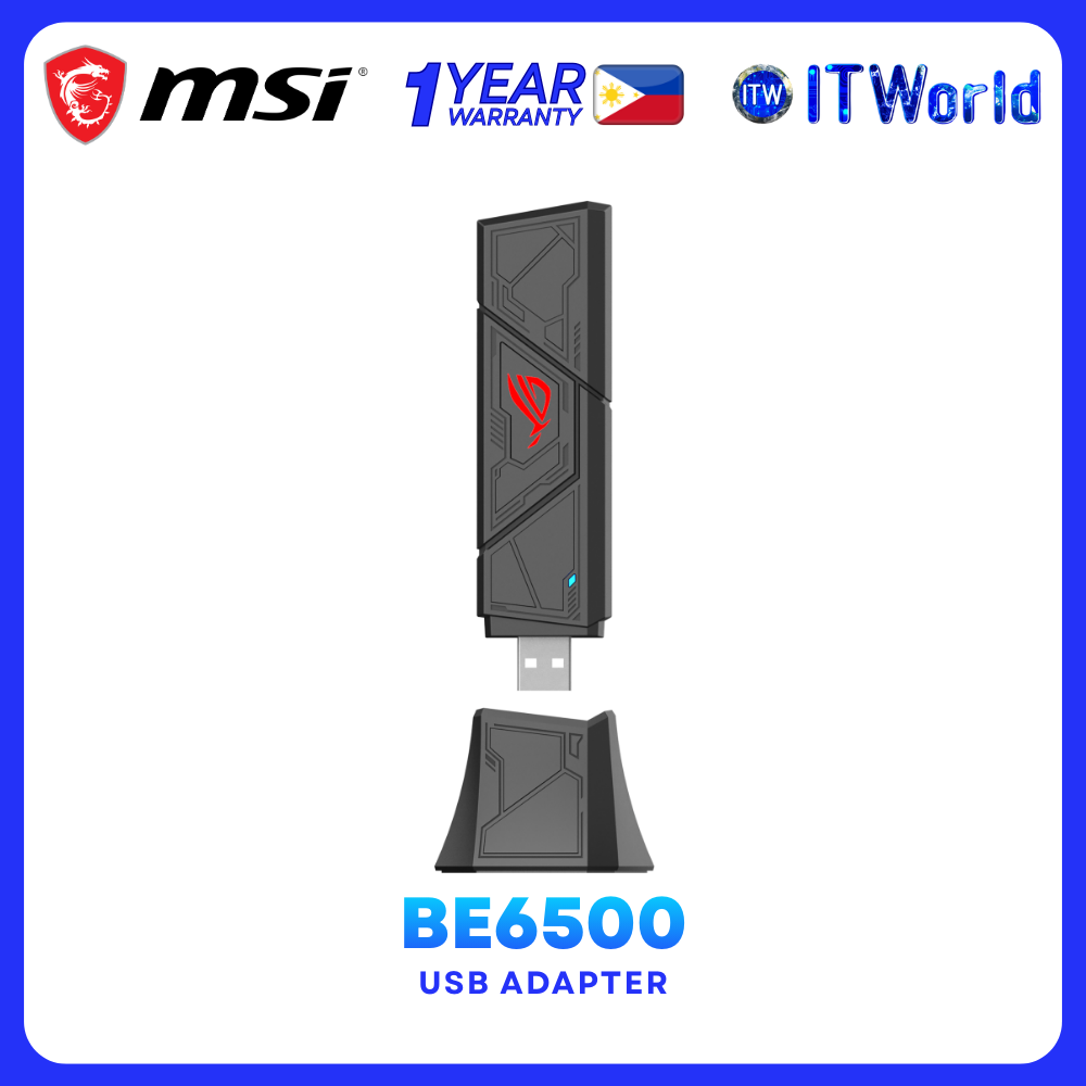 ASUS ROG USB-BE92 BE6500 Tri-Band WiFi 7 USB Adapter 6GHz WPA3 Type-A/C itw