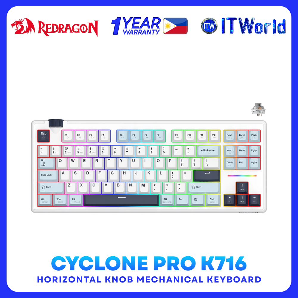 Redragon Cyclone Pro K716 RGB Hot-Swappable Gasket-Mounted TKL Mechanical Keyboard itw