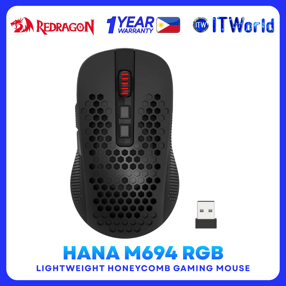 Redragon Hana M694 RGB Tri-Mode Lightweight Honeycomb Wireless Gaming Mouse 7200DPI itw