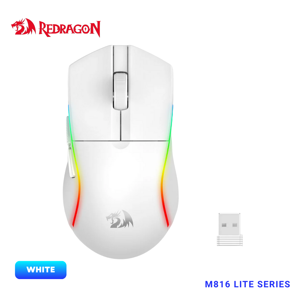 Redragon Deicide Lite M816-STD RGB Tri-Mode White 10000DPI Ultra-Lightweight Gaming Mouse