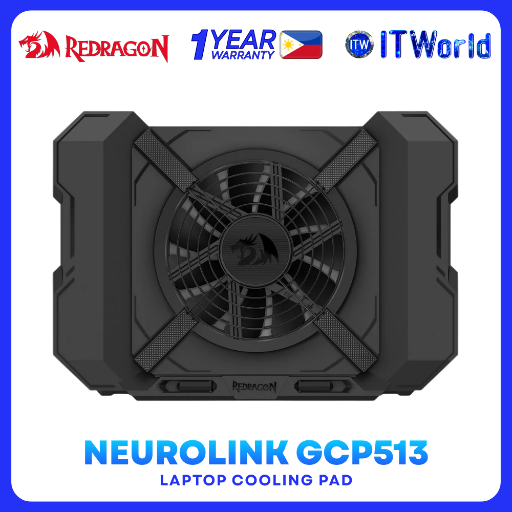 Redragon Neurolink GCP513 180mm USB Laptop Cooling Pad for 12–17.3” Laptops (Black)