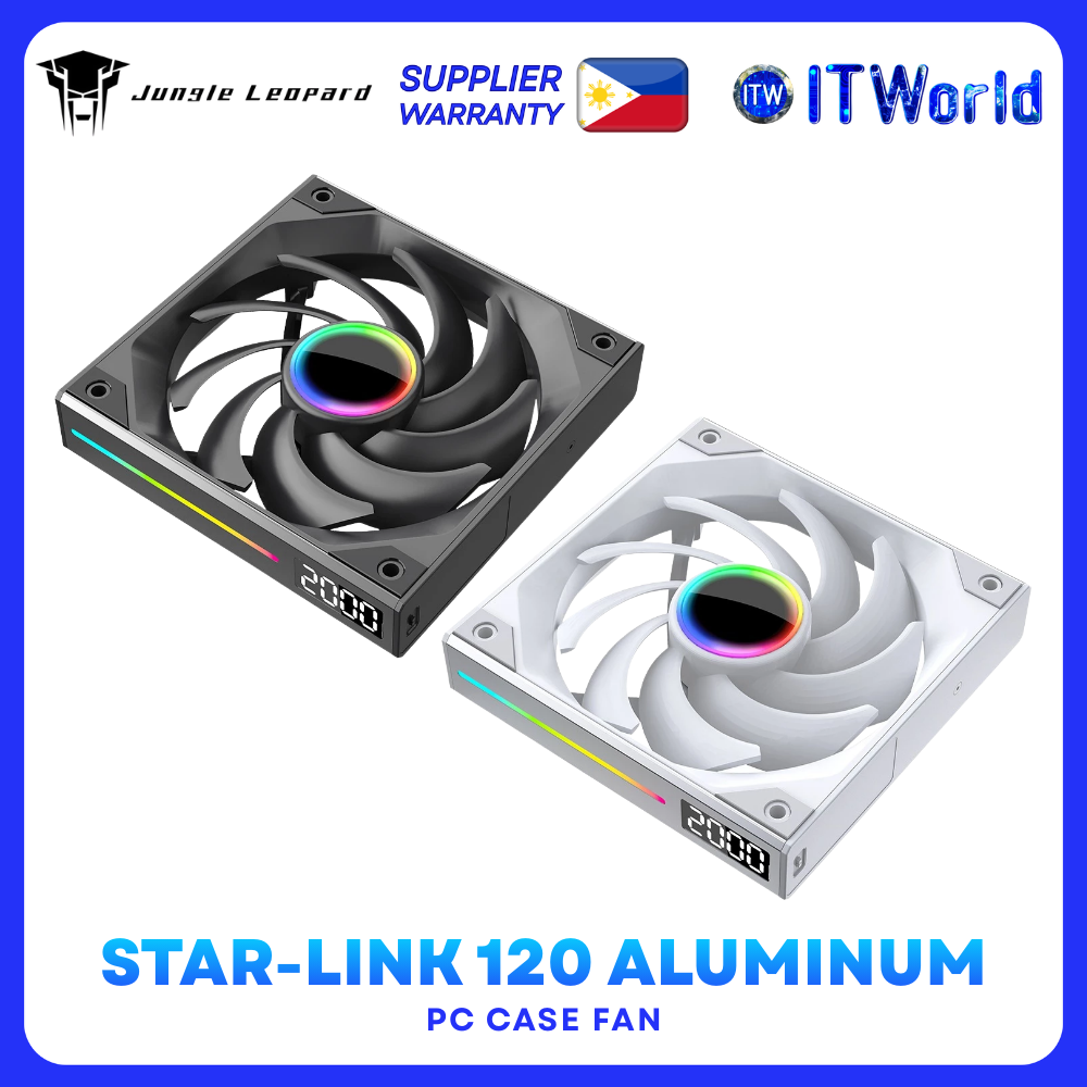 Jungle Leopard StarLink Aluminum 120 ARGB PC Case Fan Black/White