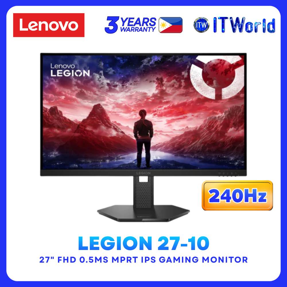 Lenovo Legion 27-10 - 27" 1920×1080 FHD 240Hz IPS 0.5ms Gaming Monitor 68C5GAC4PH