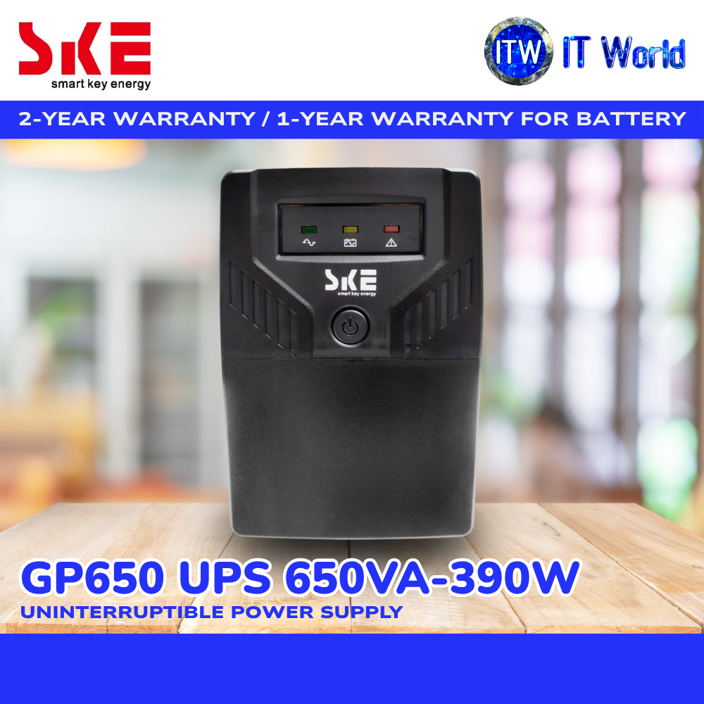 SKE GP650VA UPS 390W AVR Surge Protect Simulated Sine Wave 2+4 Outlets Backup Power | itw