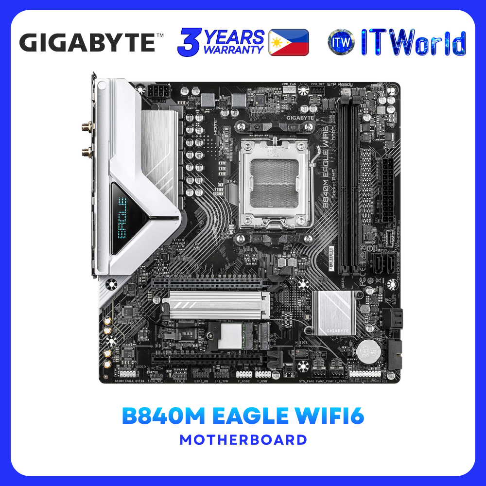 Gigabyte B840M Eagle WiFi6 AM5 DDR5 Micro-ATX Gaming Motherboard (GA-B840M-EAGLE-WIFI6)
