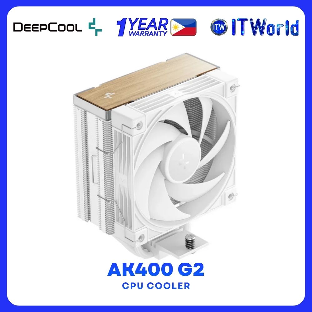 Deepcool AK400 G2 Wood Grain Top Cover Hydro Bearing Single Tower CPU Cooler - White R-AK400G2-WHNNMN-GJD