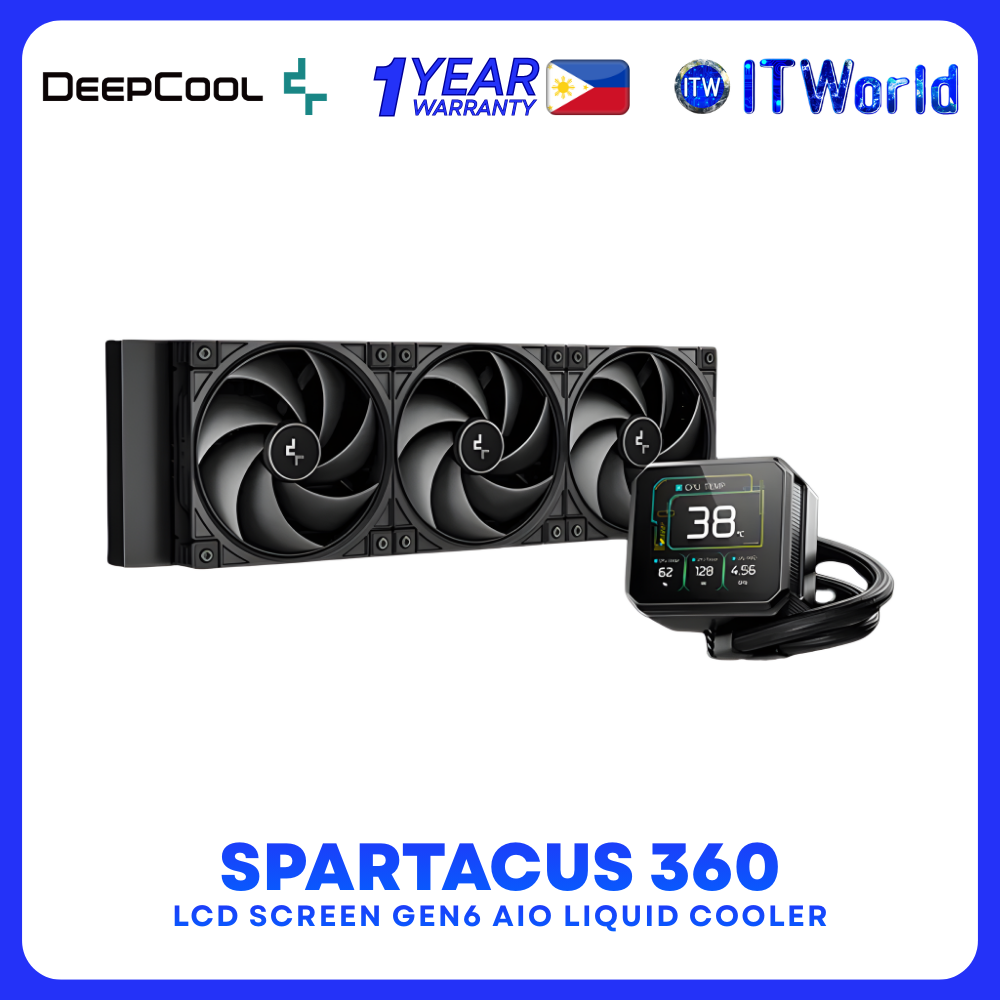 DeepCool Spartacus 360 LCD Gen6 360mm AIO Liquid Cooler 3.4 TFT LCD PWM ARGB R-SPT360-BKDSMP-G-1