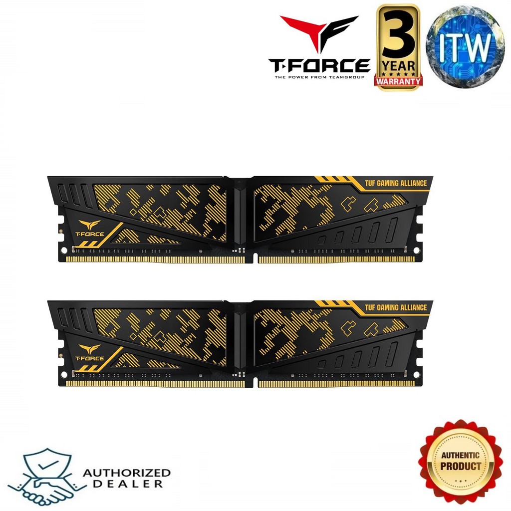 TEAMGROUP T-Force VULCAN TUF Gaming Alliance DDR4 16GB (8GBx2) 3200MHz Desktop Gaming Memory (TLTYD416G3200HC16CDC01)