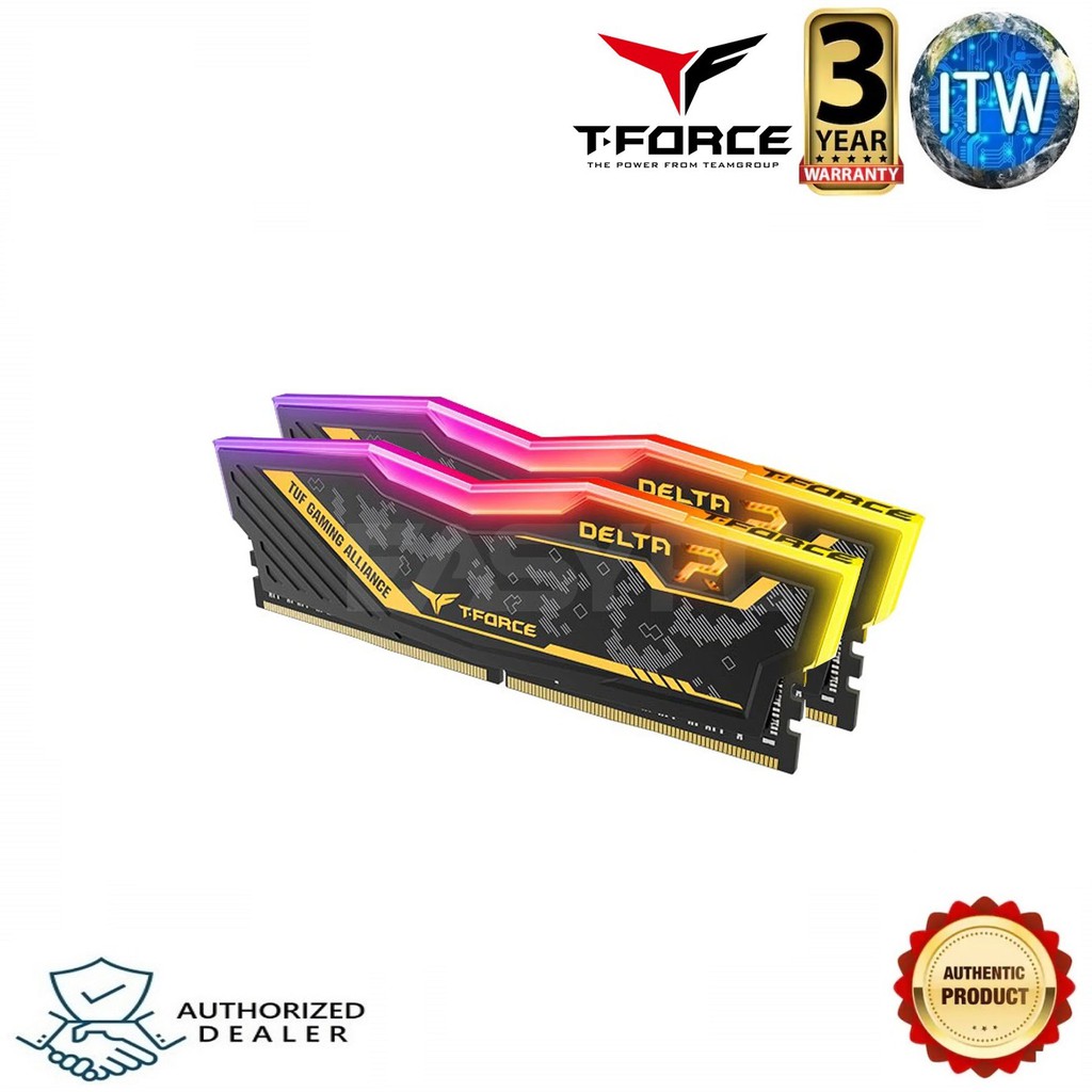 TEAMGROUP T-Force DELTA TUF Gaming Alliance RGB DDR4 32GB (16GBx2) 3200MHz Desktop Memory RAM (TF9D432G3200HC16CFDC01)
