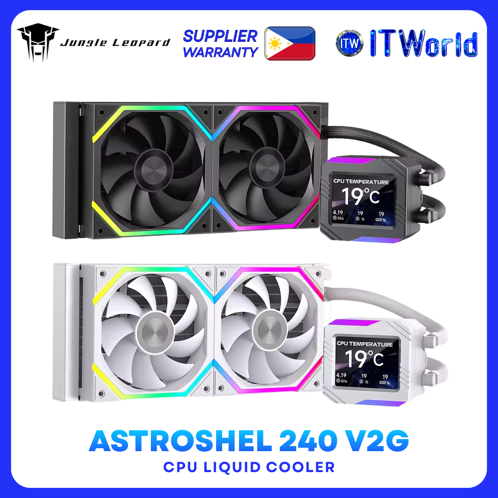 Jungle Leopard V2G Astroshel 240 ARGB LCD Water Cooling CPU Cooler Black/White itw