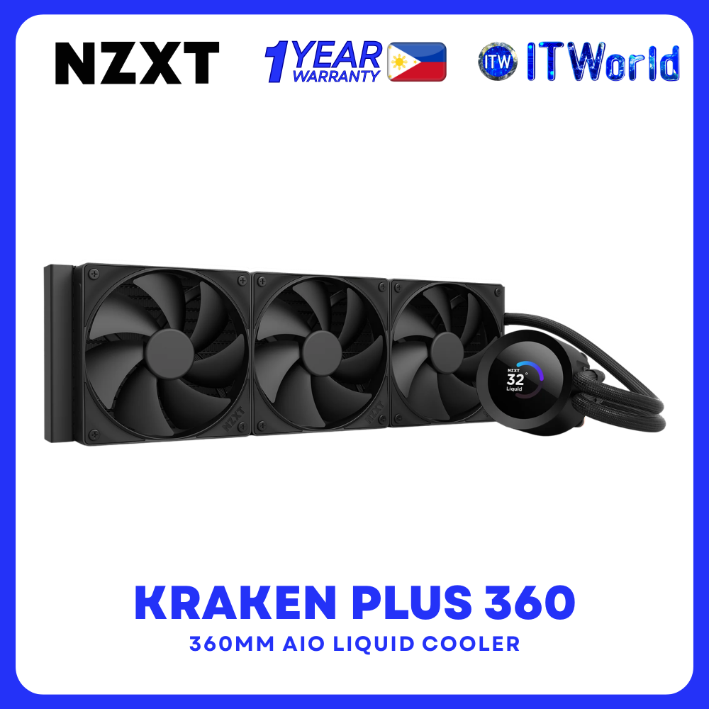 NZXT Kraken Plus 360 360mm AIO Liquid Cooler with 1.54" LCD Custom Display RL-KN360-B2