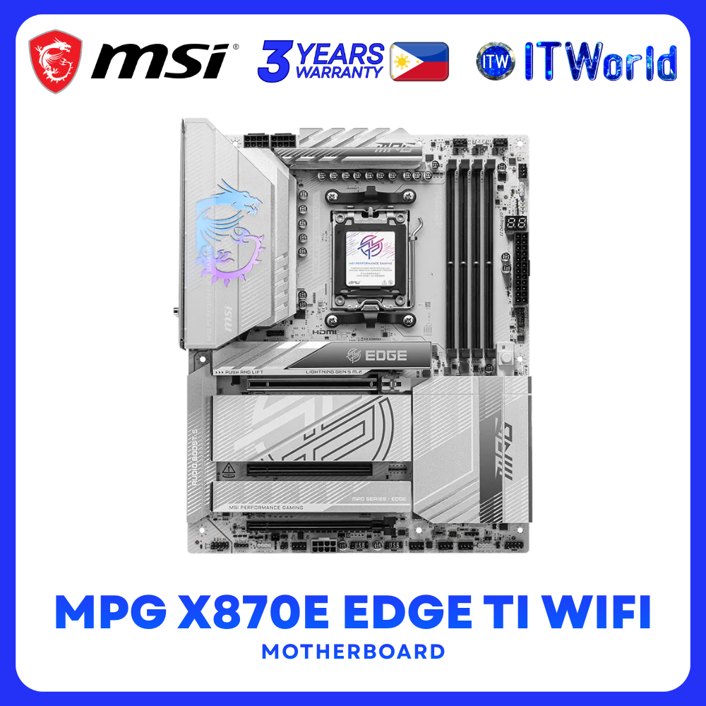 MSI MPG X870E EDGE TI WIFI AM5 ATX DDR5 Wi-Fi 7 USB4 PCIe 5.0 5G LAN White Motherboard itw