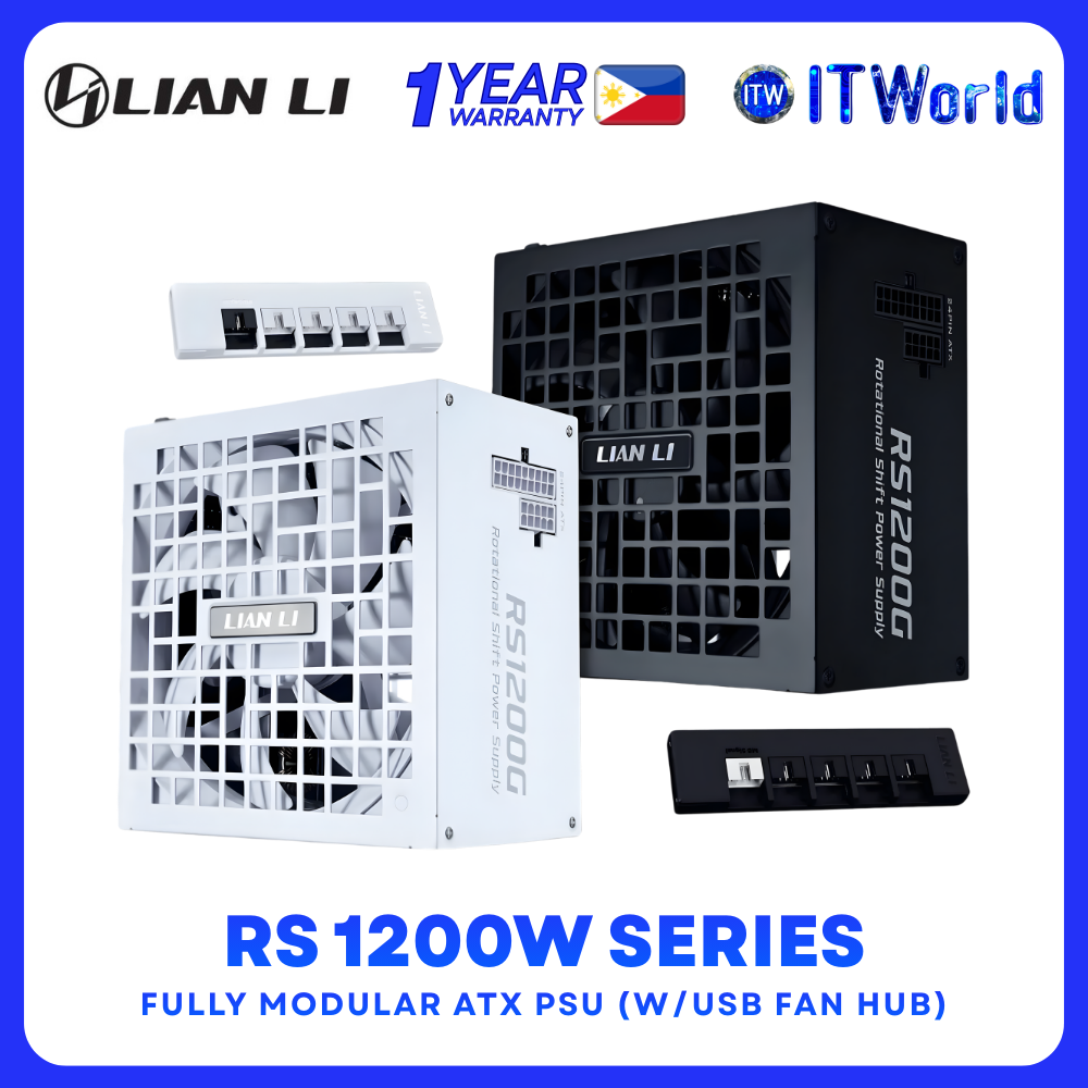 LIAN LI RS1200G 1200W Rotational Shift Fully Modular ATX 3.1 80+ Gold PSU w/ USB Fan Hub