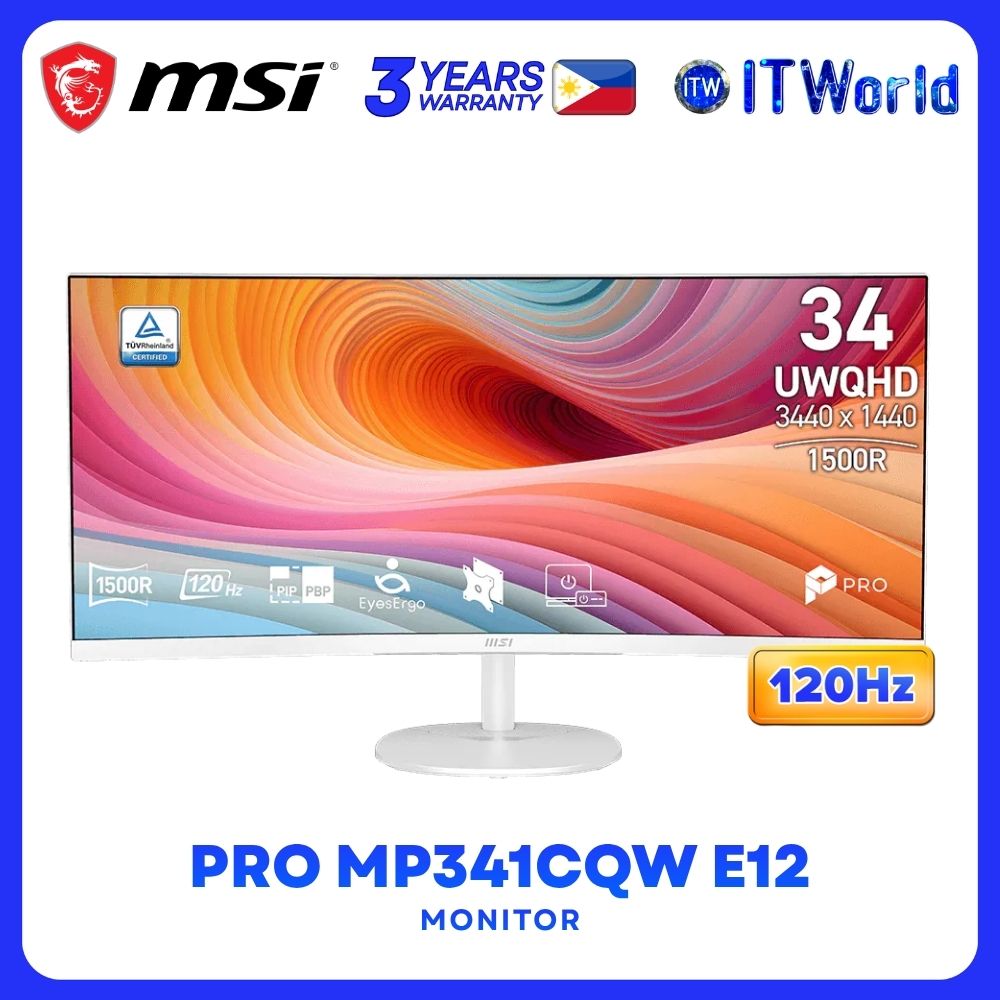 MSI PRO MP341CQW E12 - 34" 3440x1440 UWQHD / 120Hz / VA / 1ms MPRT, 4ms GTG / 1500R Curved Monitor itw