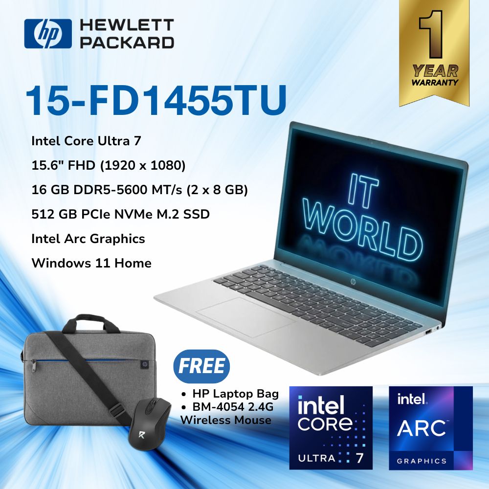 HP 15-FD1455TU 15.6" / Ultra 7 155H / 16GB DDR5-5600 / 512GB SSD / Intel Arc Graphics / Laptop