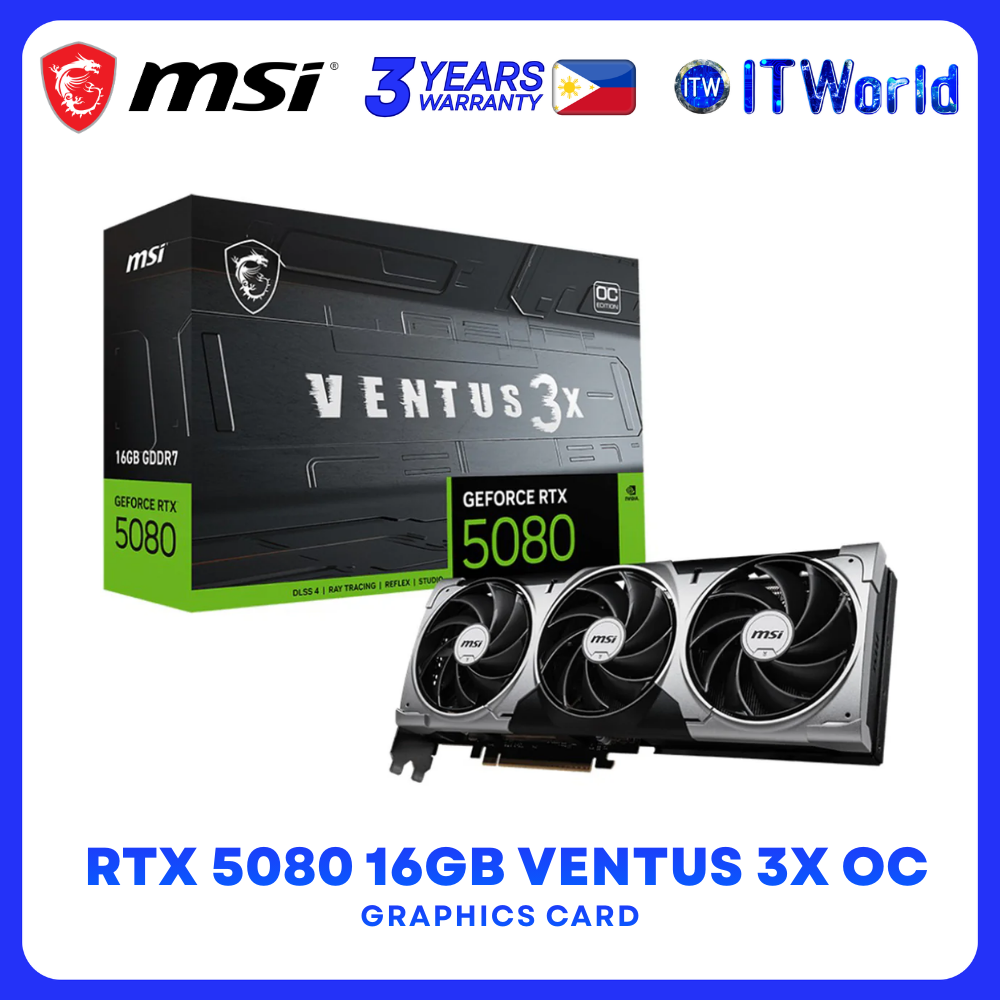 MSI GeForce RTX 5080 Ventus 3X OC 16GB GDDR7 PCIe Gen5 Graphics Card