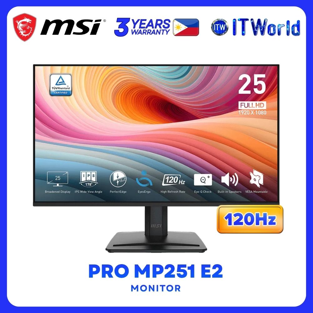 MSI PRO MP251 E2 - 24.5" 1920x1080 FHD / 120Hz /IPS / 1ms MPRT, 4ms GTG / Anti-glare Monitor