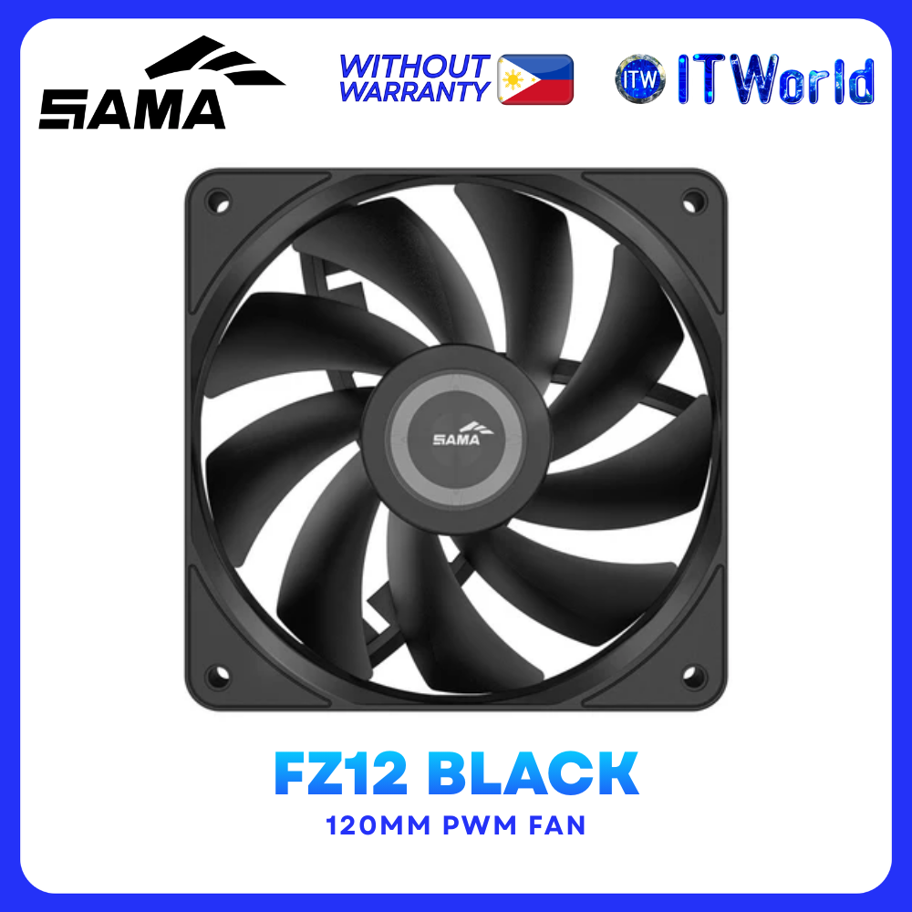 SAMA FZ12 BK 120mm PWM Fan Hydraulic Bearing 69.63CFM 600–1600RPM Black FZ12-BKXX1TOX-G itw