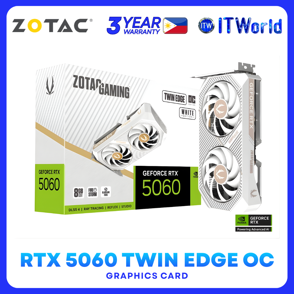 ZOTAC RTX 5060 Twin Edge OC White 8GB GDDR7 Graphics Card for Desktop ZT-B50600Q-10M