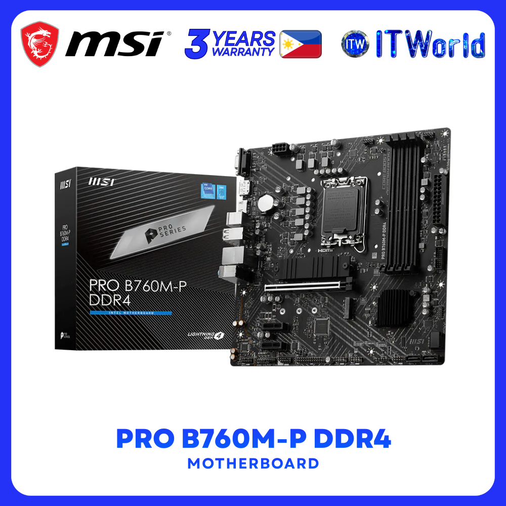 MSI PRO B760M-P DDR4 mATX LGA1700 PCIe 4.0 Dual M.2 DDR4 Motherboard