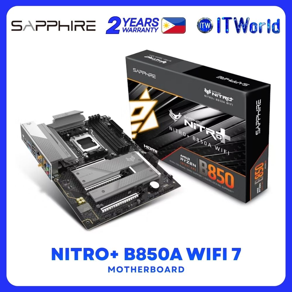 Sapphire Nitro+ B850A WiFi 7 - AM5 DDR5 Motherboard / ATX / PCIe 5.0 / WiFi7 /  BT5.3 52123-03-40G
