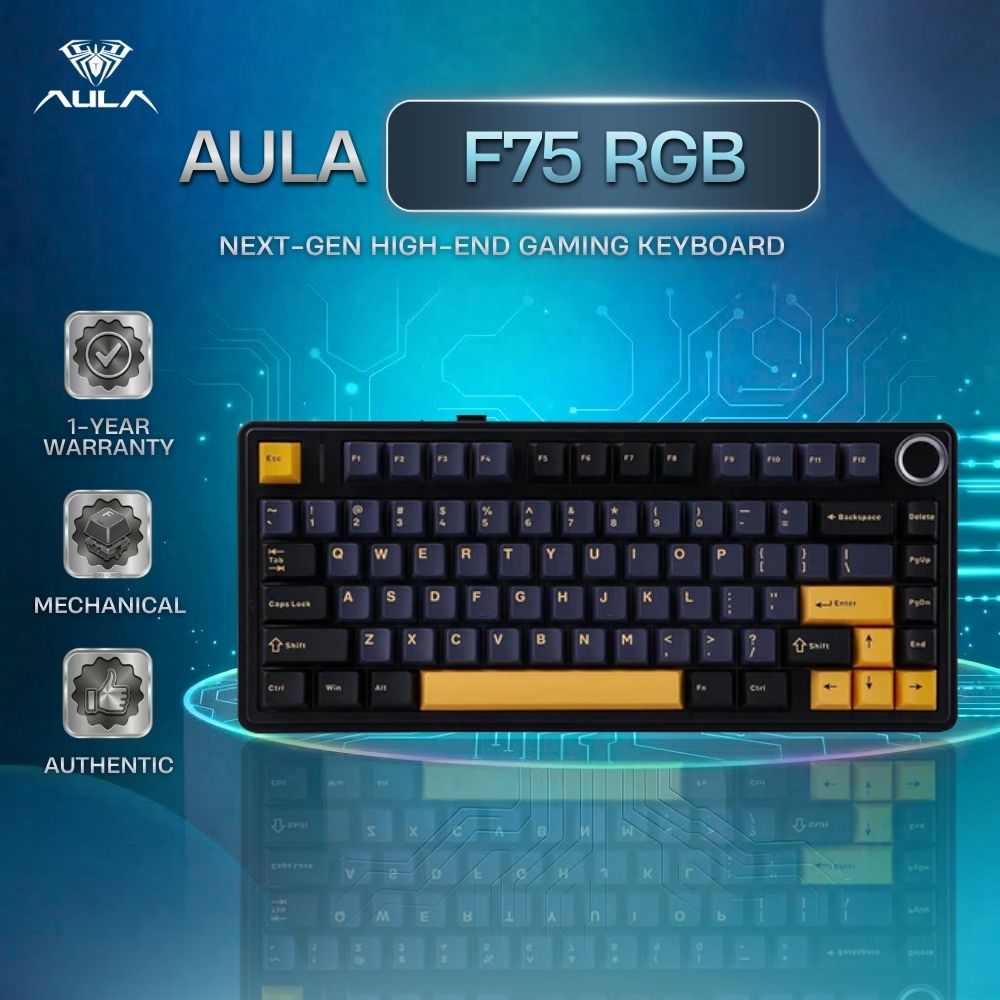 AULA F75 RGB Tri-Mode Mechanical Gaming Keyboard - 75% Hot-Swap, 4000mAh, 80-Key RGB