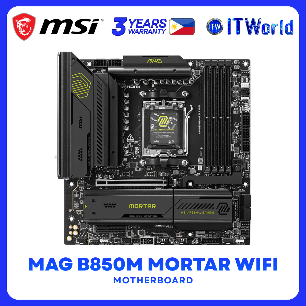 MSI MAG B850M MORTAR WIFI AM5 mATX DDR5 PCIe 5.0 Wi-Fi 7 5G LAN Gaming Motherboard itw