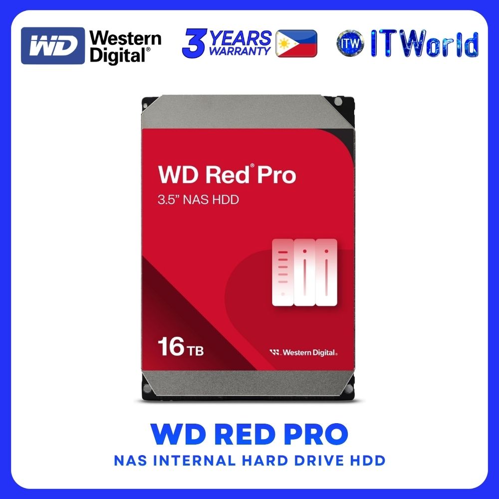 Western Digital WD Red Pro NAS HDD - 16TB / 7200RPM / SATA / 3.5" / RAID Storage Hard Disk