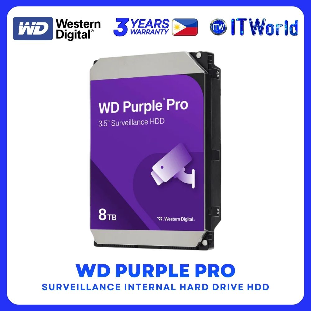 Western Digital WD Purple Pro HDD - 8TB / Surveillance / 7200RPM / SATA / 3.5" Hard Disk