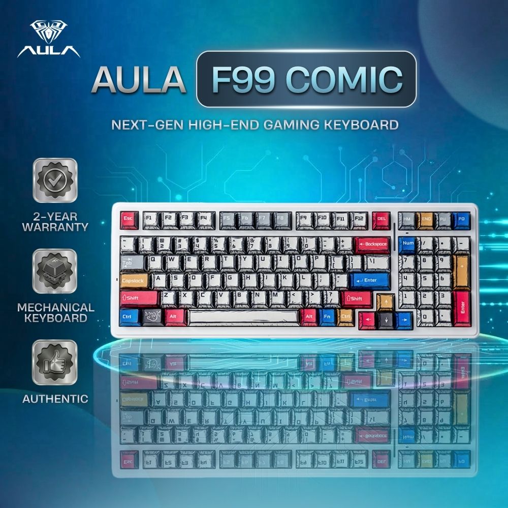 AULA F99 Comic Series 3-in-1 RGB Mechanical Keyboard 99 Keys Hot Swap itw