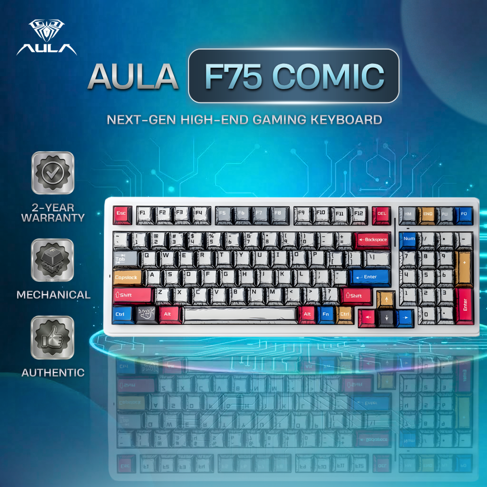 AULA F75 3-in-1 RGB Gaming Mechanical Keyboard Hot Swappable 80 Keys Gasket Design