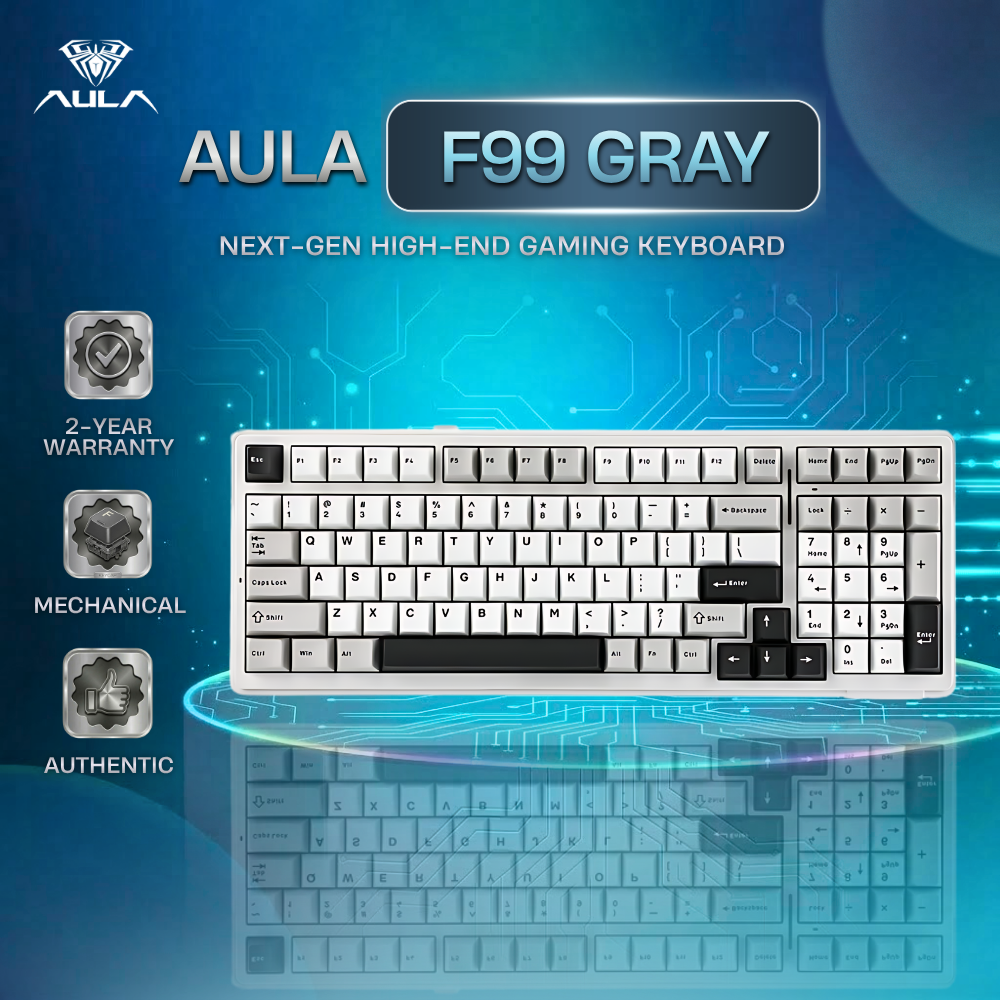 AULA F99 3-in-1 RGB Gaming Mechanical Keyboard Hot-Swappable Gasket Mount 99-Keys Type-C/2.4G/BT