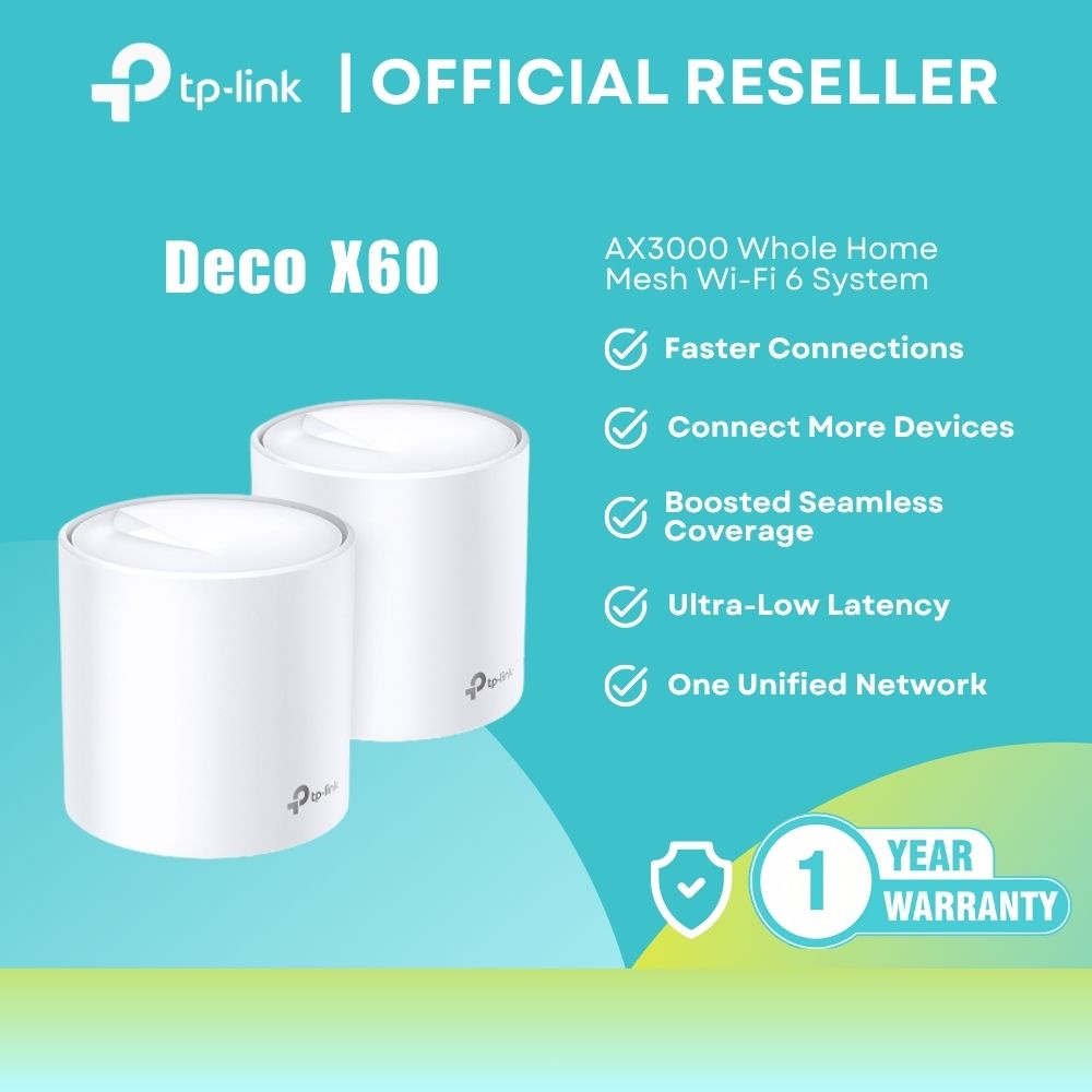 TP-Link Deco X60 - AX3000 Mesh WiFi 6 System Dual Pack 3000Mbps Gigabit
