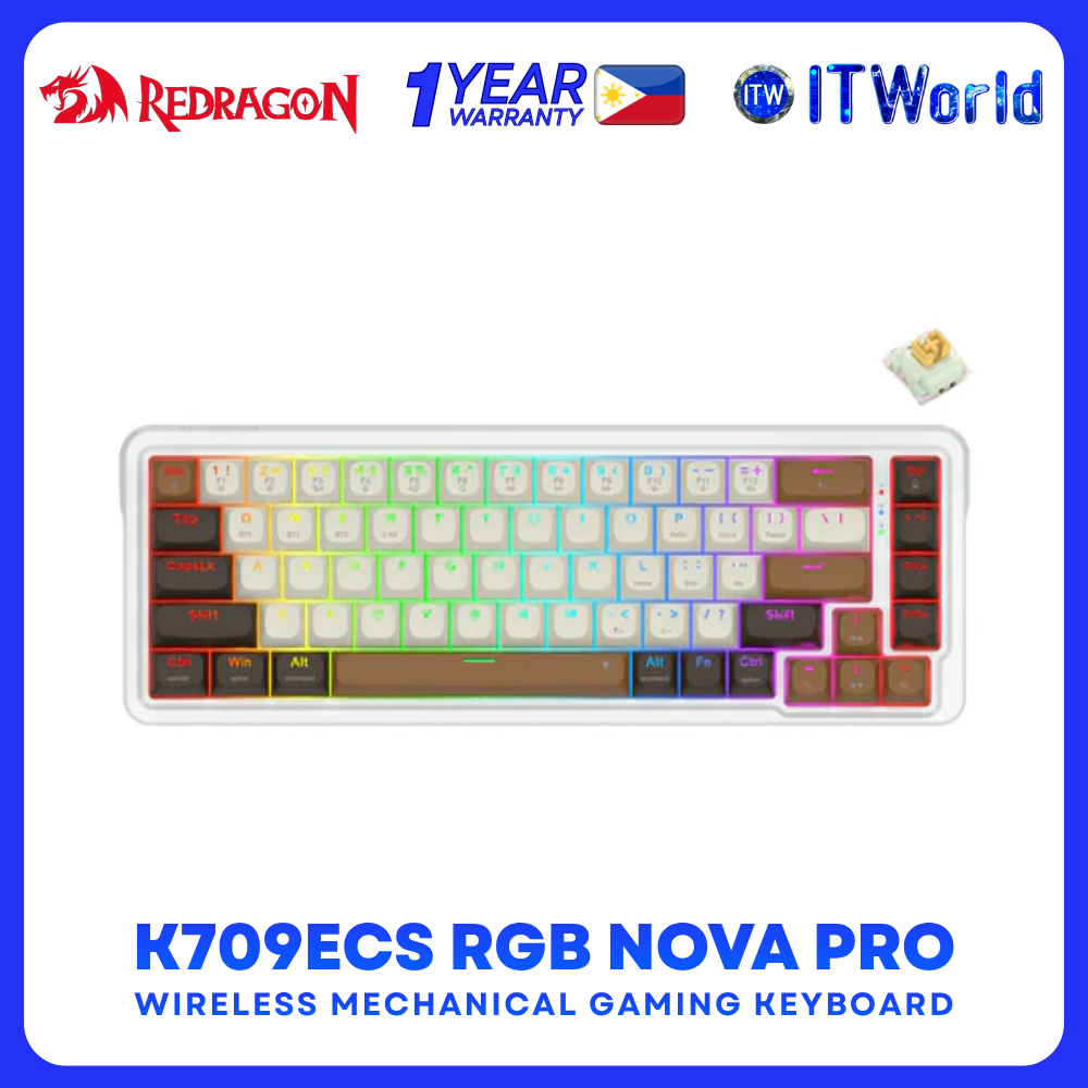 Redragon K709ECS Nova Pro 75% Wireless RGB Keyboard Hot-Swap Gasket Yolk RPC Switch