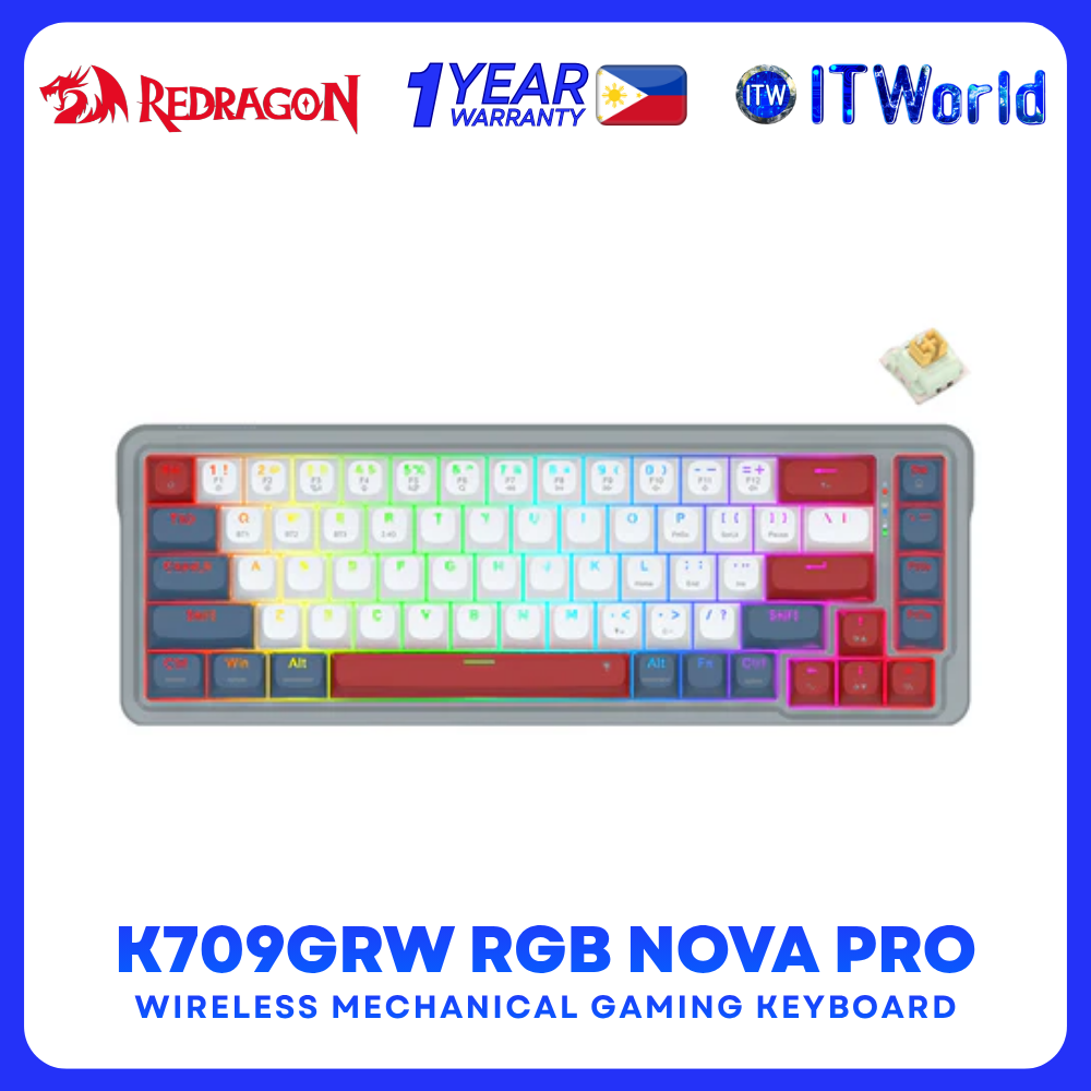 Redragon K709GRW RGB Nova Pro 75% Wireless Hot-Swappable Gasket-Mounted Yolk RPC Keyboard