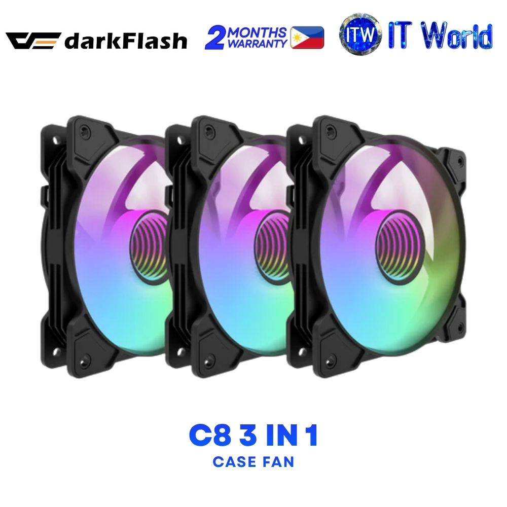 darkFlash C8 ARGB 120mm Hydraulic Bearing Triple Case Fan - Black