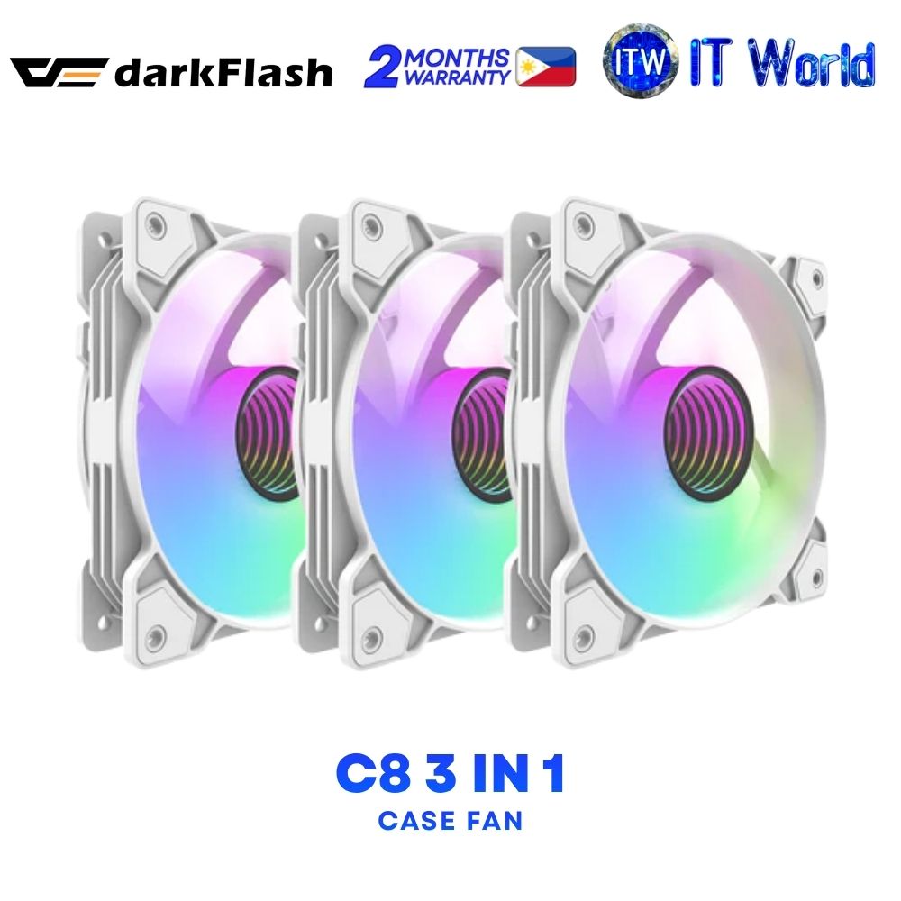 darkFlash C8 ARGB 120mm Hydraulic Bearing Triple Case Fan - White