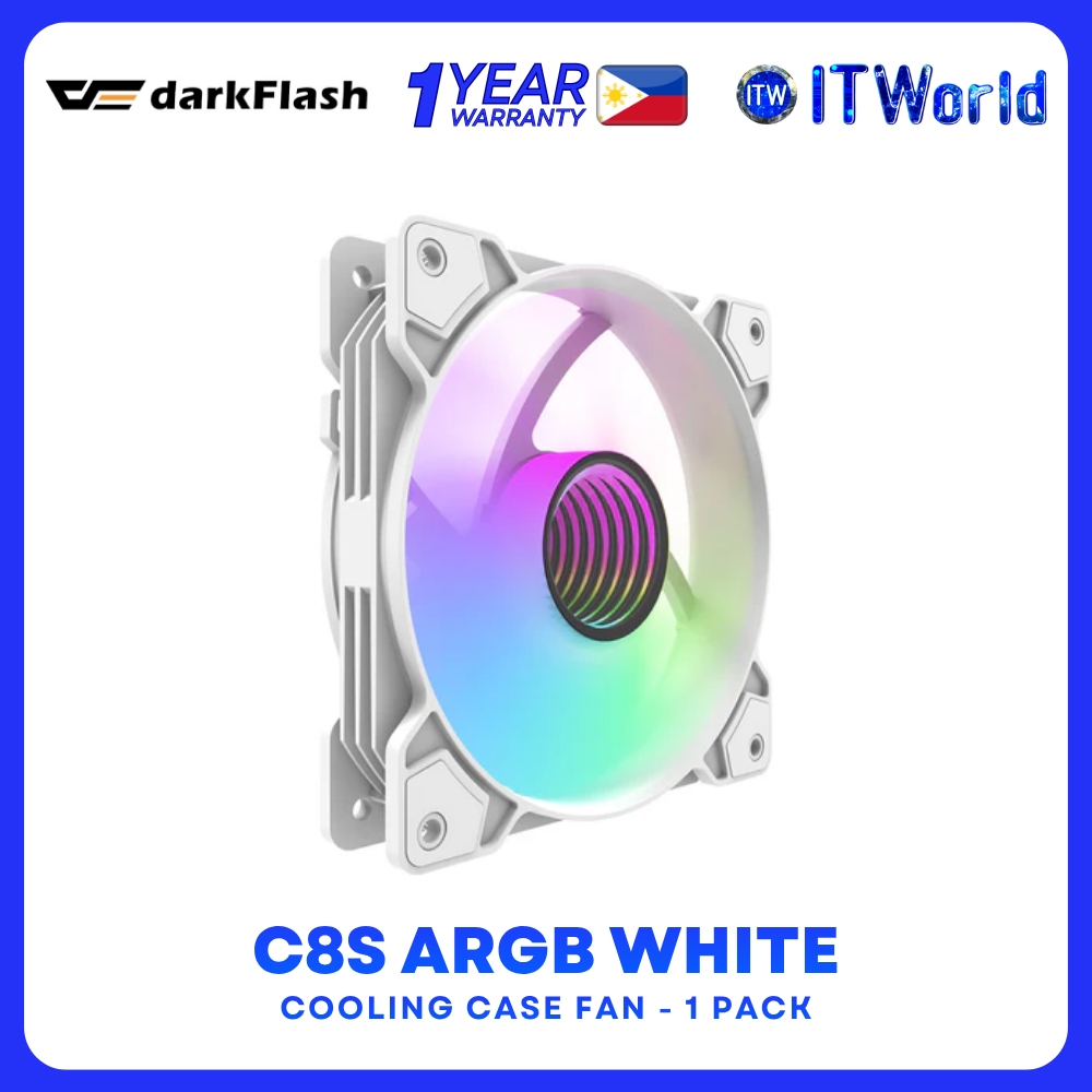 DarkFlash C8S ARGB Series 120mm Case Fan Hydro Bearing 1100RPM Quiet Cooling 45CFM itw