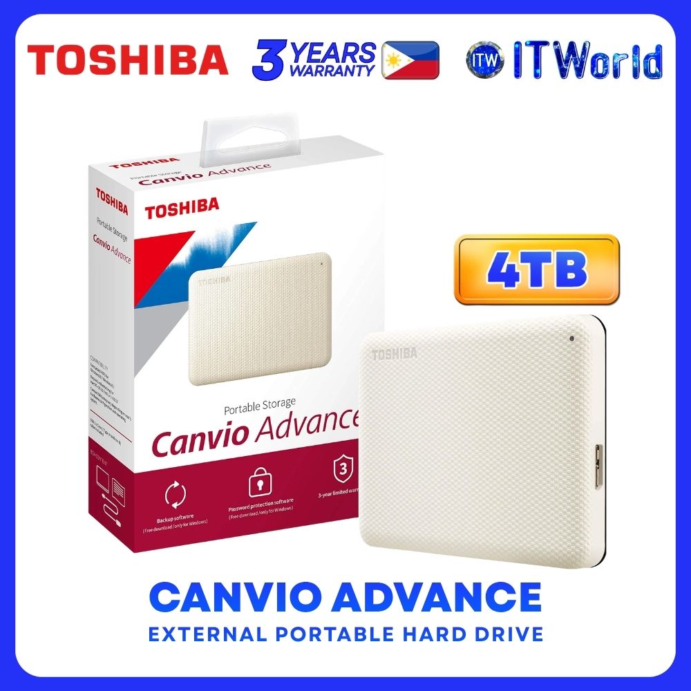 Toshiba Canvio Advance 4TB 2.5" External Portable Hard Drive HDD White - HDTCA40AW3CA