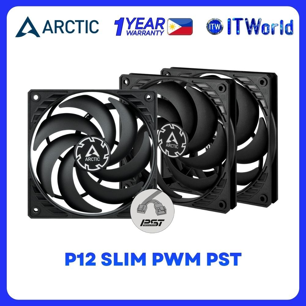 ARCTIC P12 Slim PWM PST 3-Pack - 120mm Case Fan / 2100RPM / Low Profile / ACFAN00275A itw
