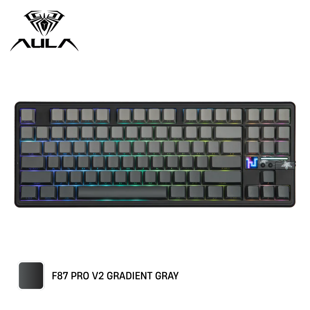 AULA F87 PRO V2 Gradient Grey TKL Wireless Gaming Keyboard 8K Polling Rate RGB Tri-Mode 10000mAh Battery